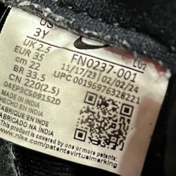 Nike Air Force 1 Boys Girls Size 3Y Black AF1 Sneakers FN0237-001 Year 2024 Shoe - Picture 11 of 12